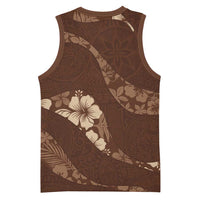 Aloha Hawaii Floral Tapa Basketball Jersey Patchwork Mocha LT7 - Polynesian Pride