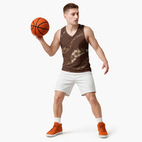 Aloha Hawaii Floral Tapa Basketball Jersey Patchwork Mocha LT7 - Polynesian Pride