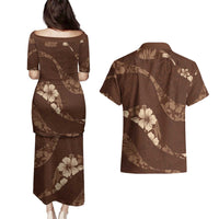 Aloha Hawaii Floral Tapa Couples Matching Puletasi and Hawaiian Shirt Patchwork Mocha LT7 - Polynesian Pride