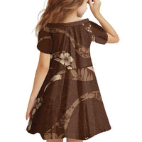 Aloha Hawaii Floral Tapa Family Matching Short Sleeve Bodycon Dress and Hawaiian Shirt Patchwork Mocha - Polynesian Pride