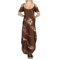 Aloha Hawaii Floral Tapa Family Matching Summer Maxi Dress and Hawaiian Shirt Patchwork Mocha - Polynesian Pride