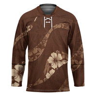 Aloha Hawaii Floral Tapa Hockey Jersey Patchwork Mocha LT7 Unisex Mocha - Polynesian Pride
