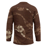 Aloha Hawaii Floral Tapa Hockey Jersey Patchwork Mocha LT7 - Polynesian Pride