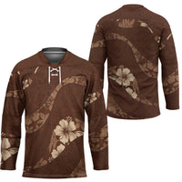 Aloha Hawaii Floral Tapa Hockey Jersey Patchwork Mocha LT7 - Polynesian Pride