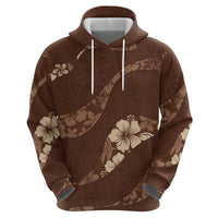 Aloha Hawaii Floral Tapa Hoodie Patchwork Mocha - Polynesian Pride