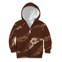 Aloha Hawaii Floral Tapa Kid Hoodie Patchwork Mocha LT7 Zip Hoodie Mocha - Polynesian Pride