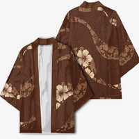Aloha Hawaii Floral Tapa Kimono Patchwork Mocha - Polynesian Pride