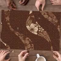 Aloha Hawaii Floral Tapa Puzzle Patchwork Mocha LT7 - Polynesian Pride