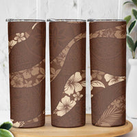 Aloha Hawaii Floral Tapa Skinny Tumbler Patchwork Mocha - Polynesian Pride