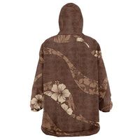 Aloha Hawaii Floral Tapa Wearable Blanket Hoodie Patchwork Mocha LT7 - Polynesian Pride