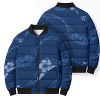 Aloha Hawaii Floral Tapa Bomber Puffer Jacket Patchwork Navy LT7 - Polynesian Pride