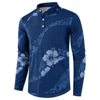 Aloha Hawaii Floral Tapa Button Sweatshirt Patchwork Navy LT7 - Polynesian Pride