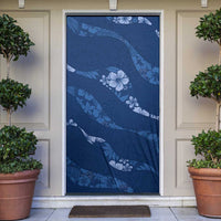 Aloha Hawaii Floral Tapa Door Cover Patchwork Navy LT7 Navy - Polynesian Pride