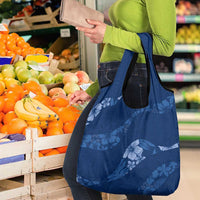 Aloha Hawaii Floral Tapa Grocery Bag Patchwork Navy LT7 - Polynesian Pride