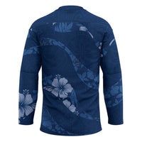 Aloha Hawaii Floral Tapa Hockey Jersey Patchwork Navy LT7 - Polynesian Pride