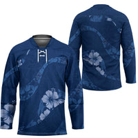 Aloha Hawaii Floral Tapa Hockey Jersey Patchwork Navy LT7 - Polynesian Pride