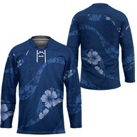 Aloha Hawaii Floral Tapa Hockey Jersey Patchwork Navy - Polynesian Pride