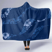 Aloha Hawaii Floral Tapa Hooded Blanket Patchwork Navy - Polynesian Pride
