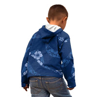Aloha Hawaii Floral Tapa Kid Hoodie Patchwork Navy LT7 - Polynesian Pride