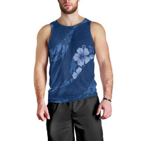 Aloha Hawaii Floral Tapa Men Tank Top Patchwork Navy LT7 - Polynesian Pride