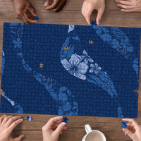Aloha Hawaii Floral Tapa Puzzle Patchwork Navy LT7 - Polynesian Pride