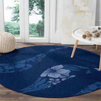 Aloha Hawaii Floral Tapa Round Carpet Patchwork Navy - Polynesian Pride