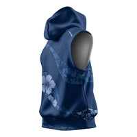 Aloha Hawaii Floral Tapa Sleeveless Hoodie Patchwork Navy LT7 - Polynesian Pride