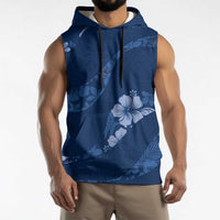 Aloha Hawaii Floral Tapa Sleeveless Hoodie Patchwork Navy LT7 - Polynesian Pride