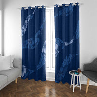 Aloha Hawaii Floral Tapa Window Curtain Patchwork Navy LT7 With Grommets Navy - Polynesian Pride