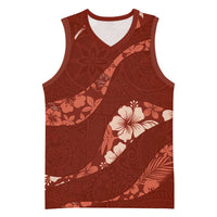 Aloha Hawaii Floral Tapa Basketball Jersey Patchwork Crimson LT7 Unisex Crimson - Polynesian Pride
