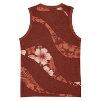 Aloha Hawaii Floral Tapa Basketball Jersey Patchwork Crimson LT7 - Polynesian Pride