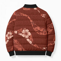 Aloha Hawaii Floral Tapa Bomber Puffer Jacket Patchwork Crimson LT7 - Polynesian Pride