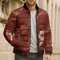 Aloha Hawaii Floral Tapa Bomber Puffer Jacket Patchwork Crimson LT7 - Polynesian Pride