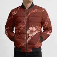 Aloha Hawaii Floral Tapa Bomber Puffer Jacket Patchwork Crimson LT7 - Polynesian Pride