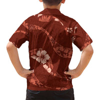 Aloha Hawaii Floral Tapa Family Matching Puletasi and Hawaiian Shirt Patchwork Crimson LT7 - Polynesian Pride