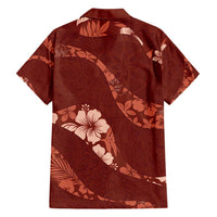 Aloha Hawaii Floral Tapa Family Matching Tank Maxi Dress and Hawaiian Shirt Patchwork Crimson - Polynesian Pride