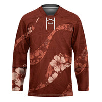 Aloha Hawaii Floral Tapa Hockey Jersey Patchwork Crimson LT7 Unisex Crimson - Polynesian Pride