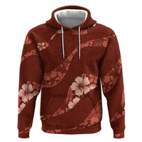 Aloha Hawaii Floral Tapa Hoodie Patchwork Crimson - Polynesian Pride