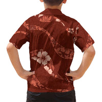 Aloha Hawaii Floral Tapa Kid Hawaiian Shirt Patchwork Crimson - Polynesian Pride