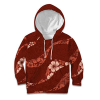 Aloha Hawaii Floral Tapa Kid Hoodie Patchwork Crimson LT7 Hoodie Crimson - Polynesian Pride