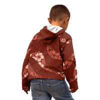 Aloha Hawaii Floral Tapa Kid Hoodie Patchwork Crimson LT7 - Polynesian Pride