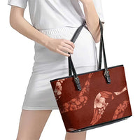Aloha Hawaii Floral Tapa Leather Tote Bag Patchwork Crimson - Polynesian Pride