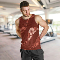 Aloha Hawaii Floral Tapa Men Tank Top Patchwork Crimson LT7 Crimson - Polynesian Pride