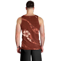 Aloha Hawaii Floral Tapa Men Tank Top Patchwork Crimson LT7 - Polynesian Pride