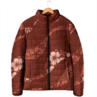 Aloha Hawaii Floral Tapa Padded Jacket Patchwork Crimson LT7 - Polynesian Pride