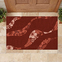 Aloha Hawaii Floral Tapa Rubber Doormat Patchwork Crimson LT7 Crimson - Polynesian Pride