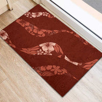 Aloha Hawaii Floral Tapa Rubber Doormat Patchwork Crimson LT7 - Polynesian Pride