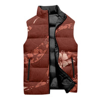 Aloha Hawaii Floral Tapa Sleeveless Puffer Jacket Patchwork Crimson LT7 - Polynesian Pride