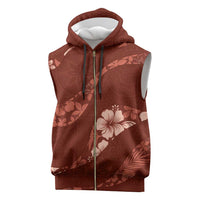 Aloha Hawaii Floral Tapa Sleeveless Zip Hoodie Patchwork Crimson LT7 Crimson - Polynesian Pride
