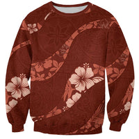 Aloha Hawaii Floral Tapa Sweatshirt Patchwork Crimson LT7 Unisex Crimson - Polynesian Pride
